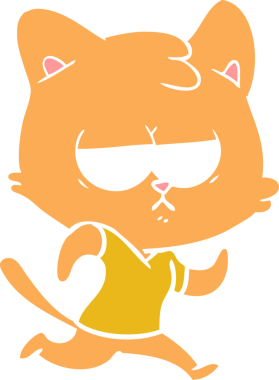 Sıkıcı düz renkli çizgi film kedisi bir insan tarafından çizildi