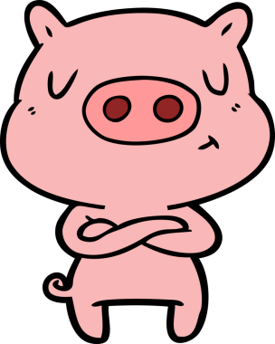 Bir insan tarafından çizilmiş çizgi film içerikli domuz.