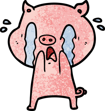 Bir insan tarafından çizilmiş ağlayan domuz çizgi filmi.