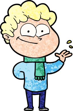 Bir insan tarafından çizilmiş mutlu bir adam.