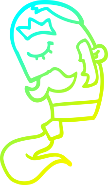 Bir insan tarafından çizilmiş bıyıklı bir çizgi film karakteri.