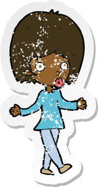 Bir insan tarafından çizilmiş, kafası karışmış bir karikatürün gerilimli çıkartması.