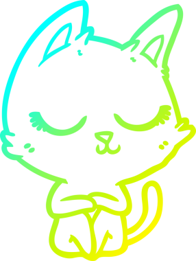 Bir insan tarafından çizilmiş sakin bir çizgi film kedisinin soğuk eğim çizgisi.