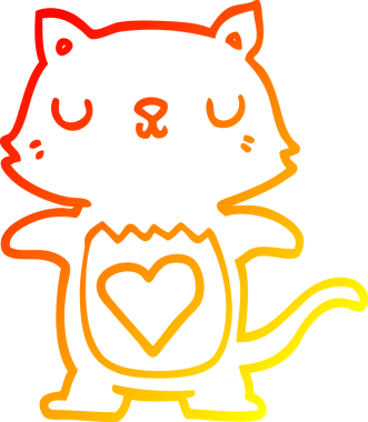 Bir insan tarafından çizilmiş sevimli bir çizgi film kedisinin sıcak çizgi çizgisi.