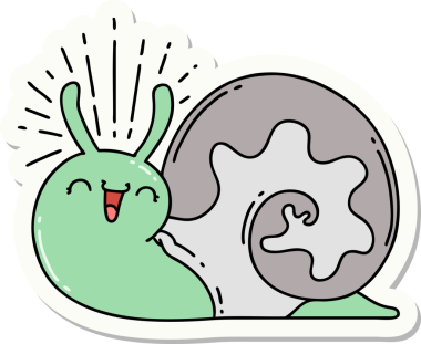 Bir insan tarafından çizilmiş mutlu salyangoz dövmesi stili.