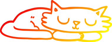 Bir insan tarafından çizilmiş uyuyan bir kedinin sıcak çizgi çizimi