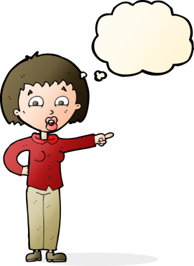 Bir insan tarafından çizilmiş düşünce balonlu bir kadın.