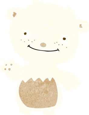 Bir insan tarafından çizilmiş kutup ayısı yavrusunu sallayan çizgi film.