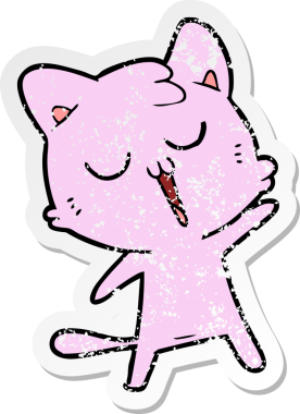 Bir insan tarafından çizilmiş çizgi film kedisinin sıkıntılı çıkartması.