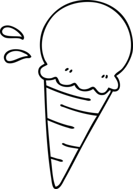 Bir insan tarafından çizilmiş tuhaf çizgi film vanilyalı dondurma.