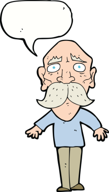 Bir insan tarafından çizilmiş karikatür, hüzünlü yaşlı bir adam.