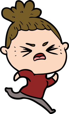 Bir insan tarafından çizilmiş kızgın bir kadın.