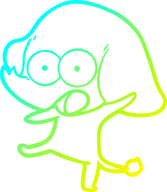 Bir insan tarafından çizilmiş şirin bir filin soğuk gradyan çizgisi