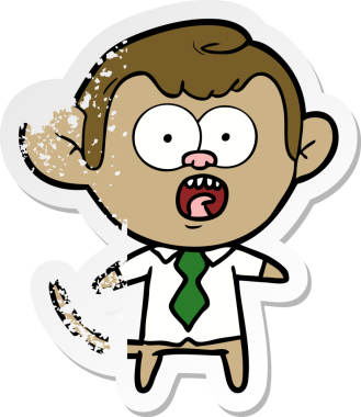 Bir insan tarafından çizilmiş karikatür iş maymununun sıkıntılı çıkartması