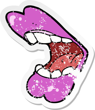 Bir insan tarafından çizilmiş bir karikatür cadılar bayramı ağzının gerilmiş yapıştırması.