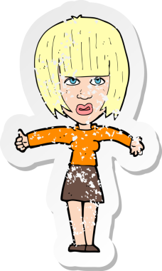 Bir insan tarafından çizilmiş kızgın bir karikatürün gerilimli çıkartması.