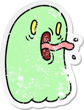 Bir insan tarafından çizilmiş kawai korkunç hayaletinin serbest sticker 'ı.