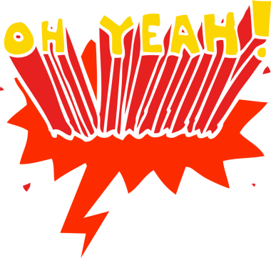 Çizgi film metni. Evet! Bir insan tarafından retro biçiminde çizilmiş konuşma baloncuğuyla