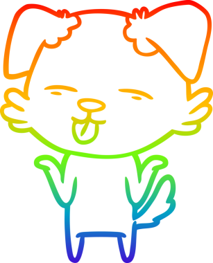 gökkuşağı gradyan çizgi çizimi bir insan tarafından çizilmiş dili dışarı çıkaran bir köpek