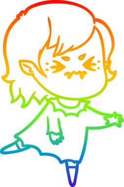 Gökkuşağı gradyan çizgi çizimi Bir insan tarafından çizilmiş rahatsız bir vampir kız çizgi filmi