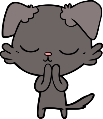 Bir insan tarafından çizilmiş şirin bir çizgi film köpeği.