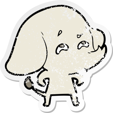 Bir insan tarafından çizilmiş karikatür filinin sıkıntılı çıkartması