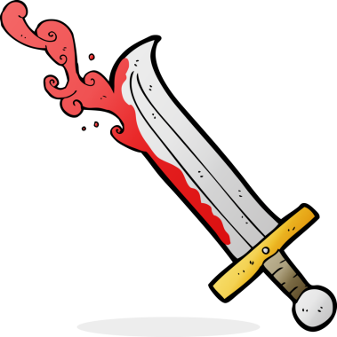 Bir insan tarafından çizilmiş kanlı bir kılıç.