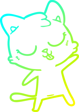 Bir insan tarafından çizilmiş bir çizgi film kedisinin soğuk gradyan çizgisi.