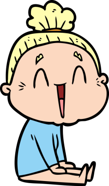 Bir insan tarafından çizilmiş mutlu yaşlı kadın çizgi filmi.