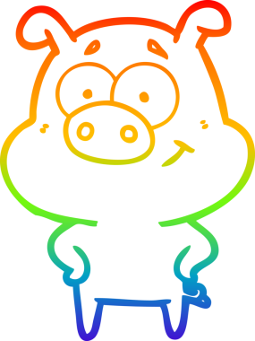 gökkuşağı gradyan çizimi mutlu çizgi domuz çizimi bir insan tarafından çizilmiş