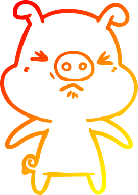 Bir insan tarafından çizilmiş kızgın bir domuzun sıcak çizgi çizimi