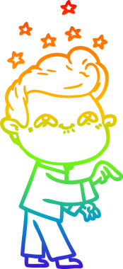 Gökkuşağı gradyanı çizimi bir insan tarafından çizilmiş heyecanlı bir çizgi film