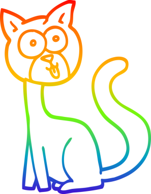 gökkuşağı gradyan çizimi bir insan tarafından çizilmiş komik bir çizgi film kedisi