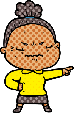 Çizgi film bir insan tarafından çizilmiş yaşlı bir kadın tarafından rahatsız edildi.