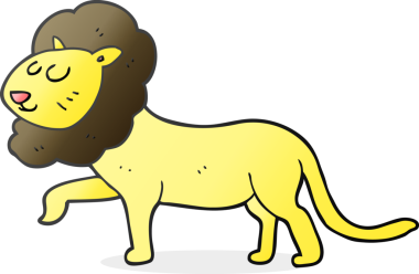 Bir insan tarafından çizilmiş serbest çizgi film aslanı.