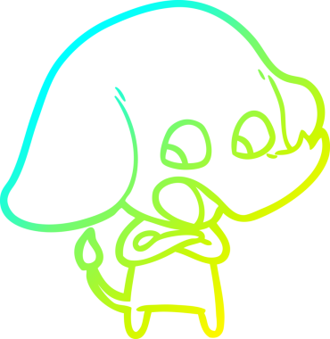 Bir insan tarafından çizilmiş şirin bir filin soğuk gradyan çizgisi