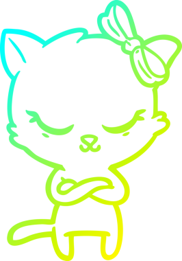 Bir insan tarafından çizilmiş bir çizgi film kedisinin soğuk gradyan çizimi