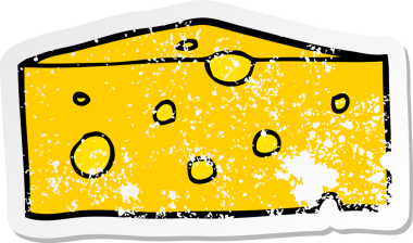 Bir insan tarafından çizilmiş karikatür peynirinin sıkıntılı çıkartması