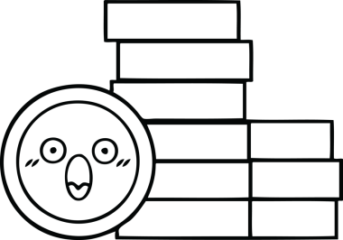 Bir insan tarafından çizilmiş bozuk paraların çizgi çizimi