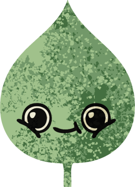 Bir insan tarafından çizilmiş dışavurumsal yaprağın retro çizim tarzı karikatürü