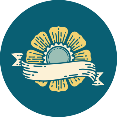 Bir insan tarafından çizilmiş bir çiçek ve afişin ikonik dövme şekli