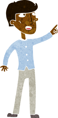 Çizgi filmci, bir insanın çizdiği yolu gösteriyor.