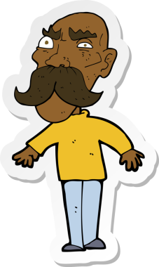 Bir insan tarafından çizilmiş kızgın yaşlı bir adamın çıkartması.