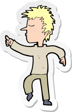 Bir insan tarafından çizilmiş bir karikatür adamın çıkartması.