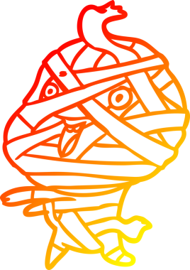 Bir insan tarafından çizilmiş şirin bir cadılar bayramı mumyasının sıcak çizgi çizimi.