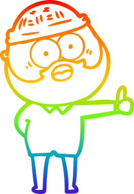 Karikatür çizen sakallı bir adamın çizdiği gökkuşağı gradyanı.