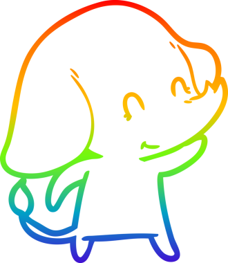 Gökkuşağı gradyan çizgisi bir insan tarafından çizilmiş şirin bir fil çizimi