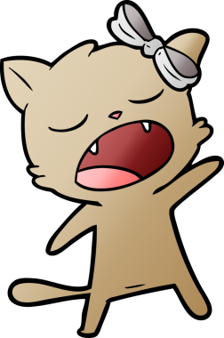 Bir insan tarafından çizilmiş şarkı söyleyen bir kedi.