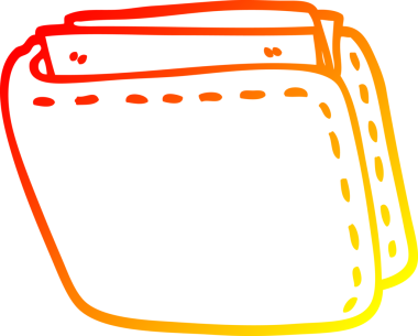 Bir insan tarafından çizilmiş eski bir deri cüzdanın sıcak çizgi çizimi