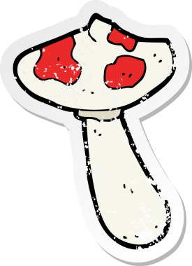 Bir insan tarafından çizilmiş bir mantar desenli karikatür yapıştırması.